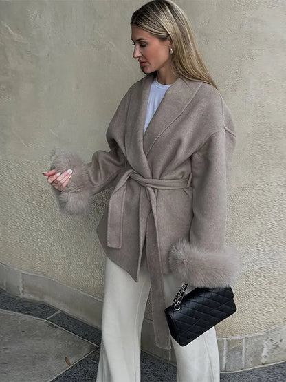Lapi - Coat with Faux Fur Trim