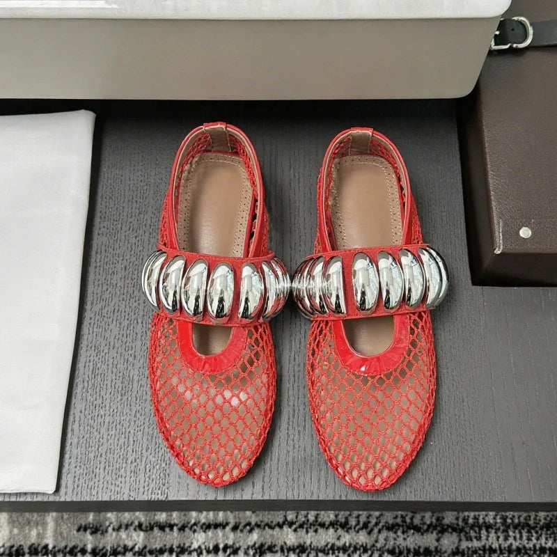 Rose Cross-Strap Ballet Flats
