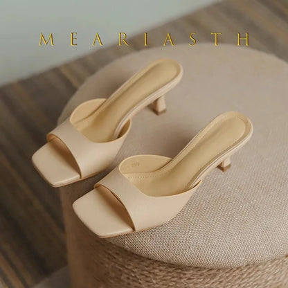 Square-Toe Stiletto Sandals