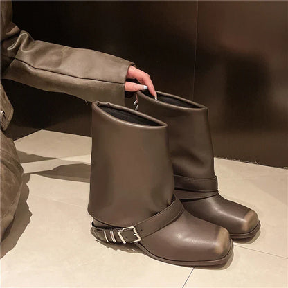 Mimmi Square-Toe Leather Boots