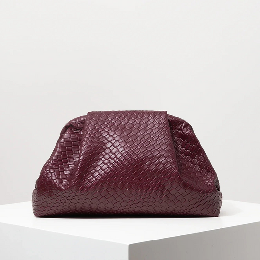 Burgundy Woven Clutch Bag