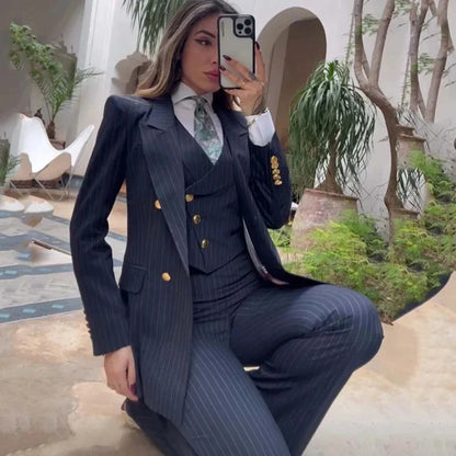 Chuchu - Pinstripe 3-Piece Blazer Set