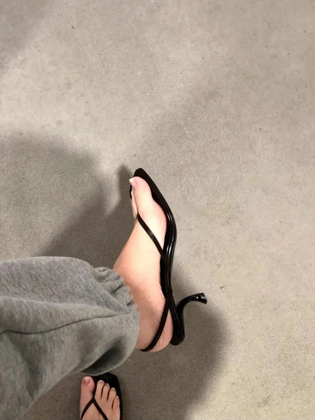 Retro Square Toe Clip Toe Sandals