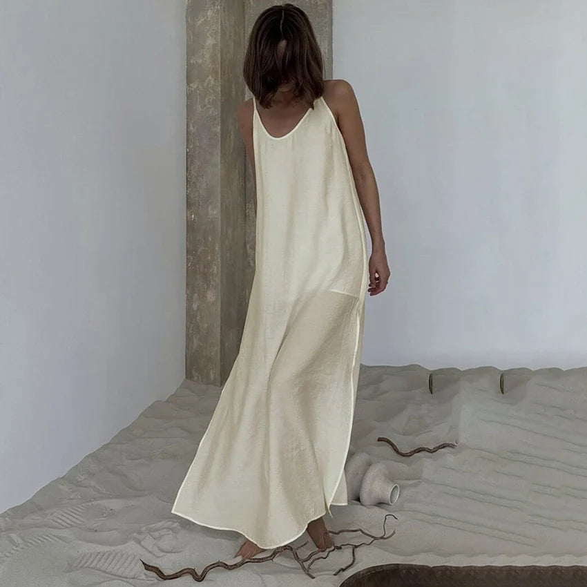 Sara V-Neck Nightgown Maxi Dress