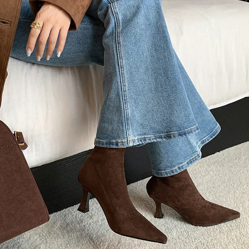 Valy Suede Pointed-Toe Boots with Stiletto Heel