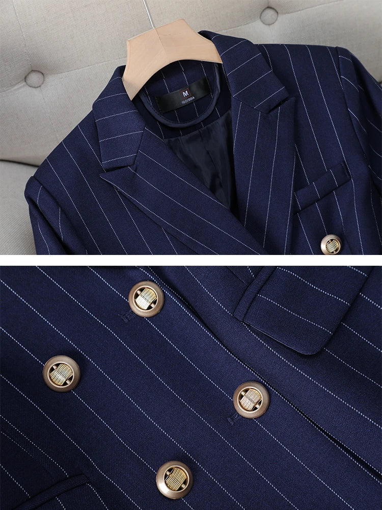 Blue Pinstripe Blazer Suit