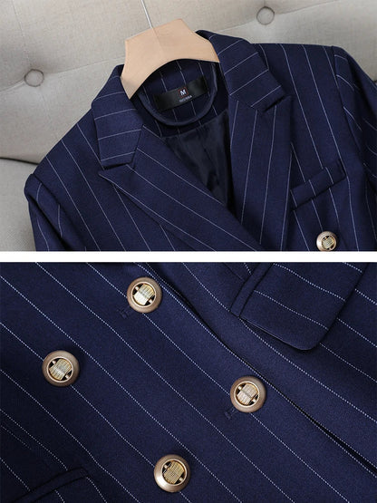 Blue Pinstripe Blazer Suit