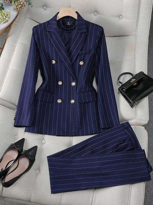 Blue Pinstripe Blazer Suit