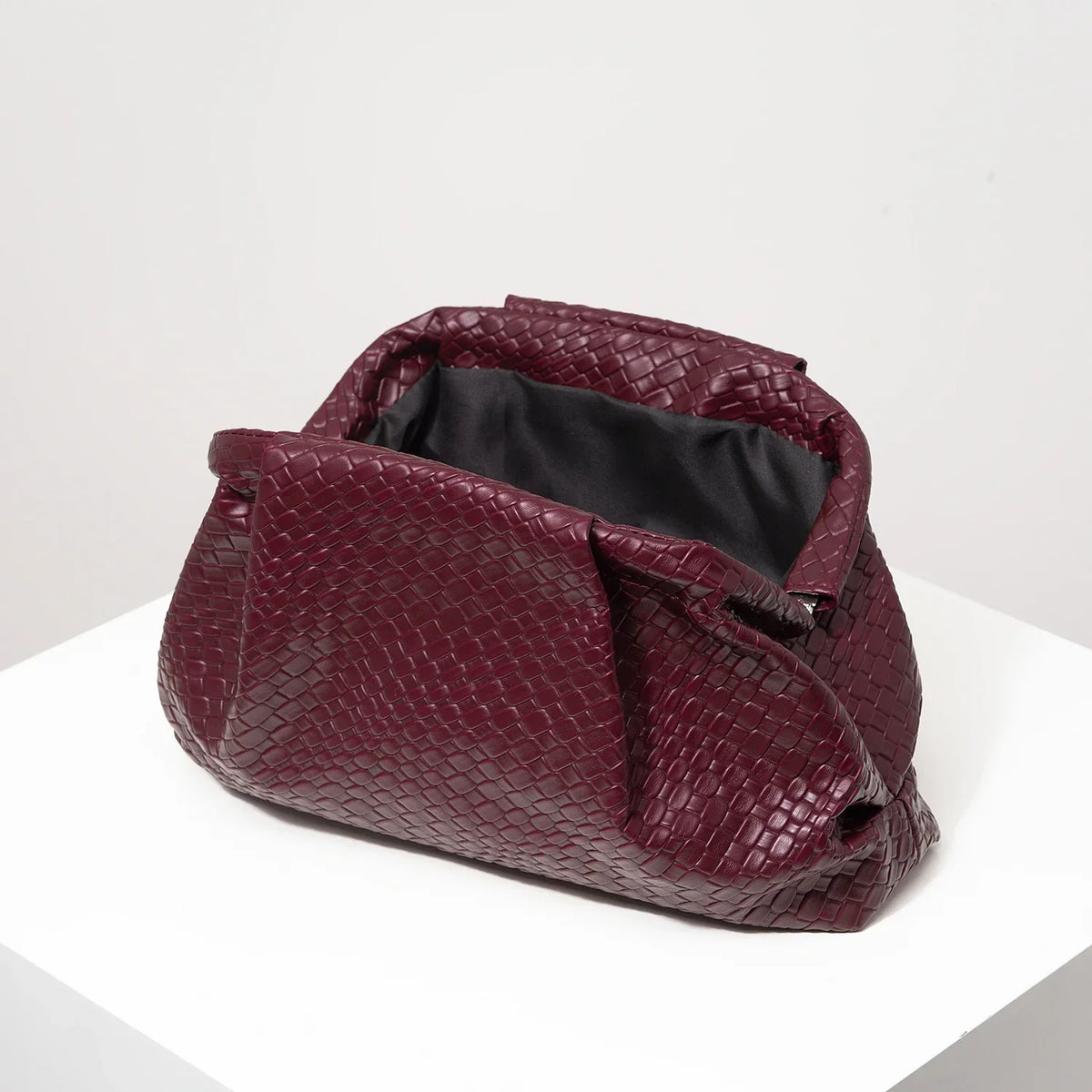 Burgundy Woven Clutch Bag
