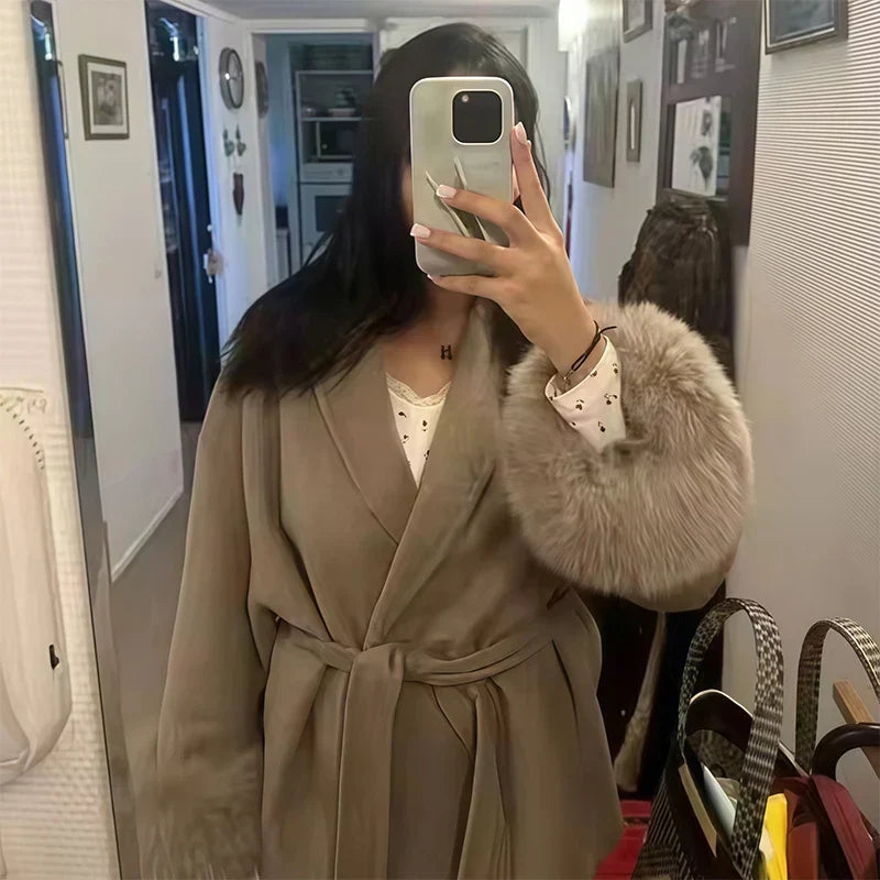 Lapi - Coat with Faux Fur Trim