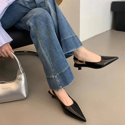 Pointed-Toe Low Heel Sandals