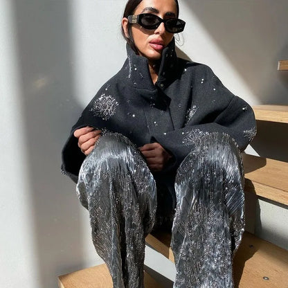 Embroidered Wool-Blend Coat