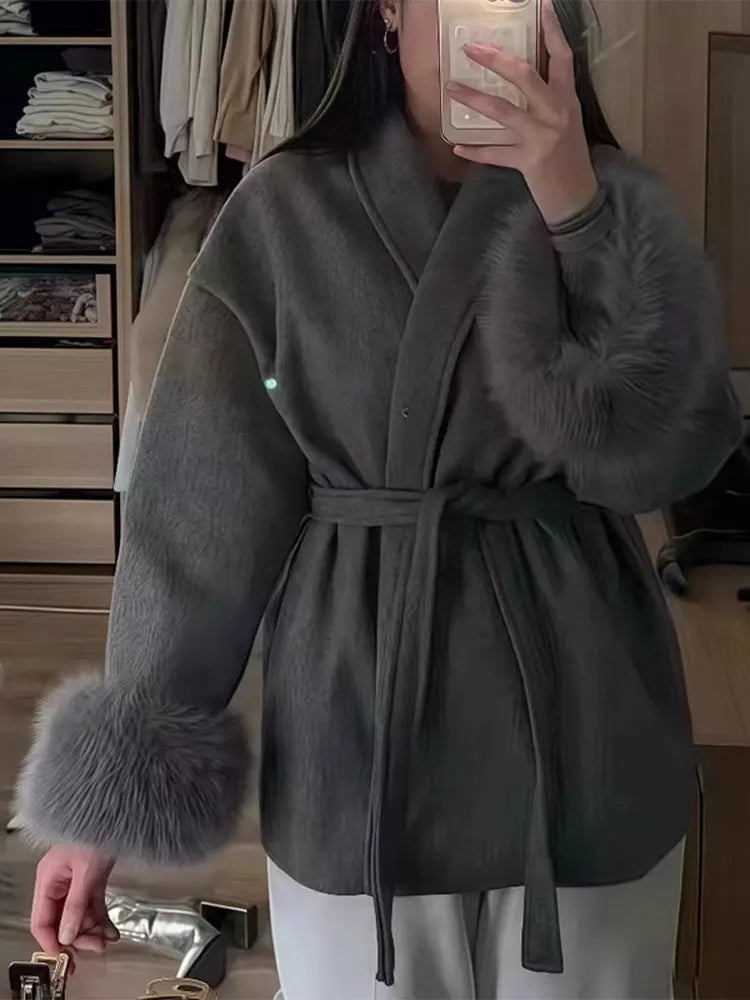Lapi - Coat with Faux Fur Trim