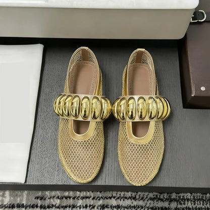 Rose Cross-Strap Ballet Flats