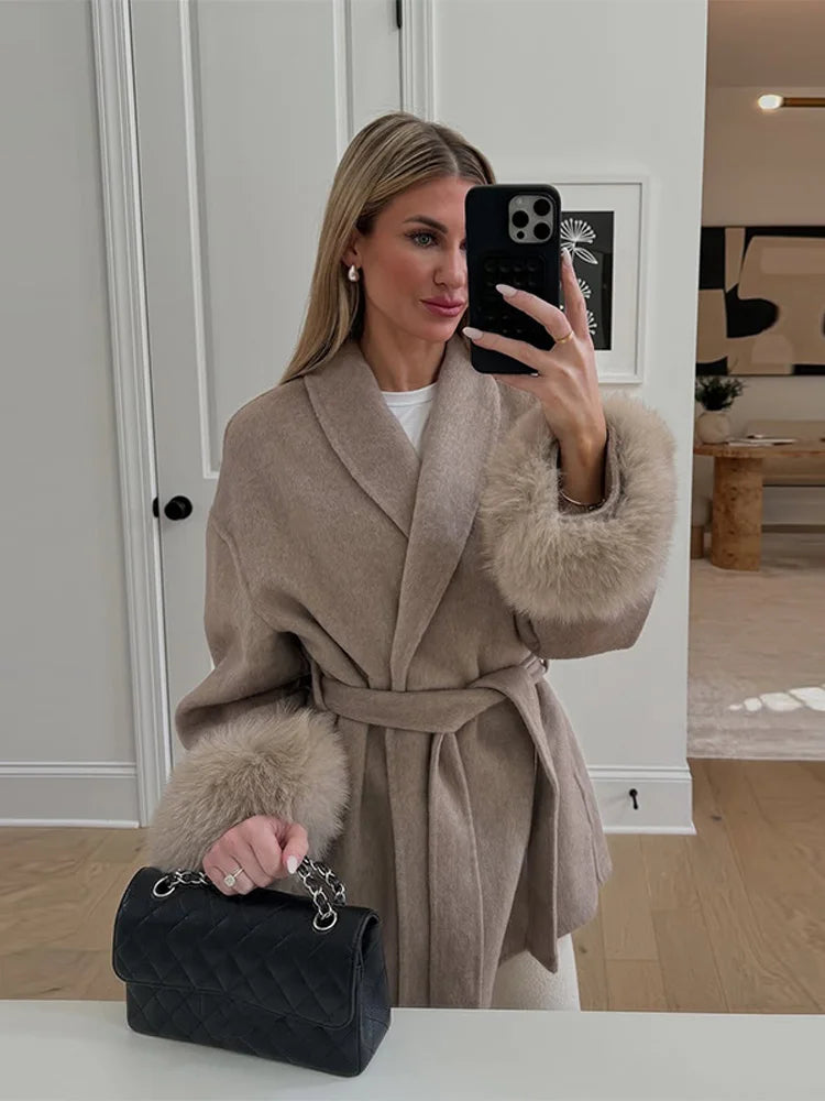 Lapi - Coat with Faux Fur Trim