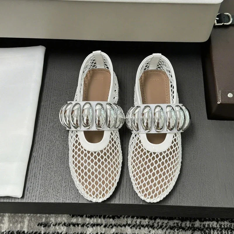 Rose Cross-Strap Ballet Flats