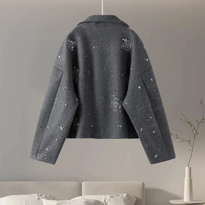 Embroidered Wool-Blend Coat