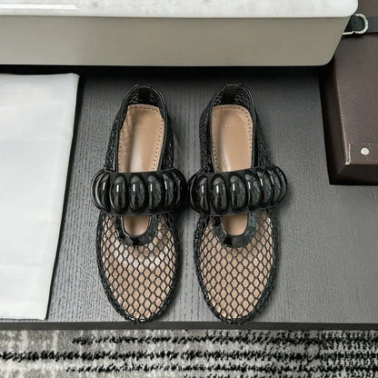 Rose Cross-Strap Ballet Flats