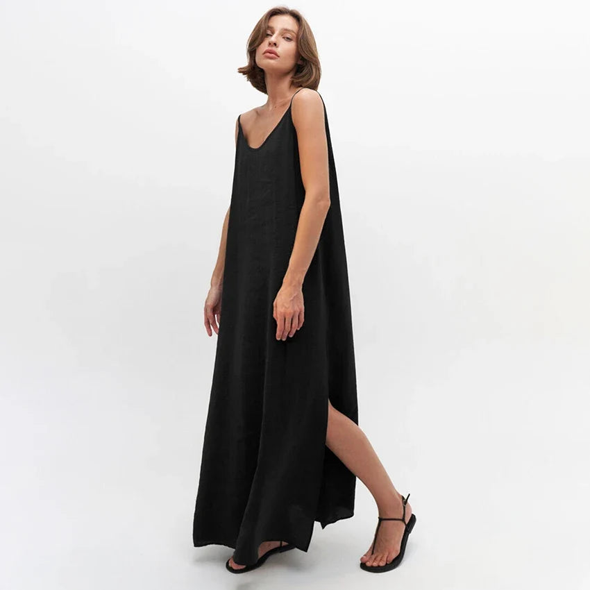 Sara V-Neck Nightgown Maxi Dress