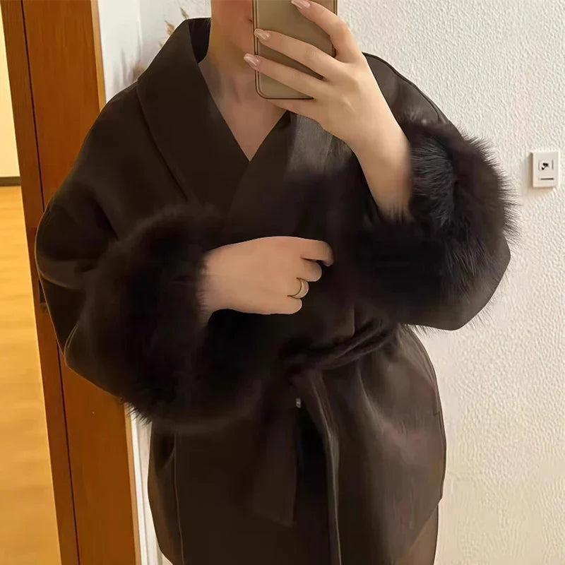 Lapi - Coat with Faux Fur Trim