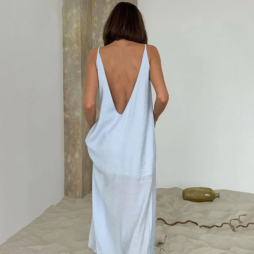 Sara V-Neck Nightgown Maxi Dress