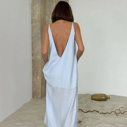 Sara V-Neck Nightgown Maxi Dress