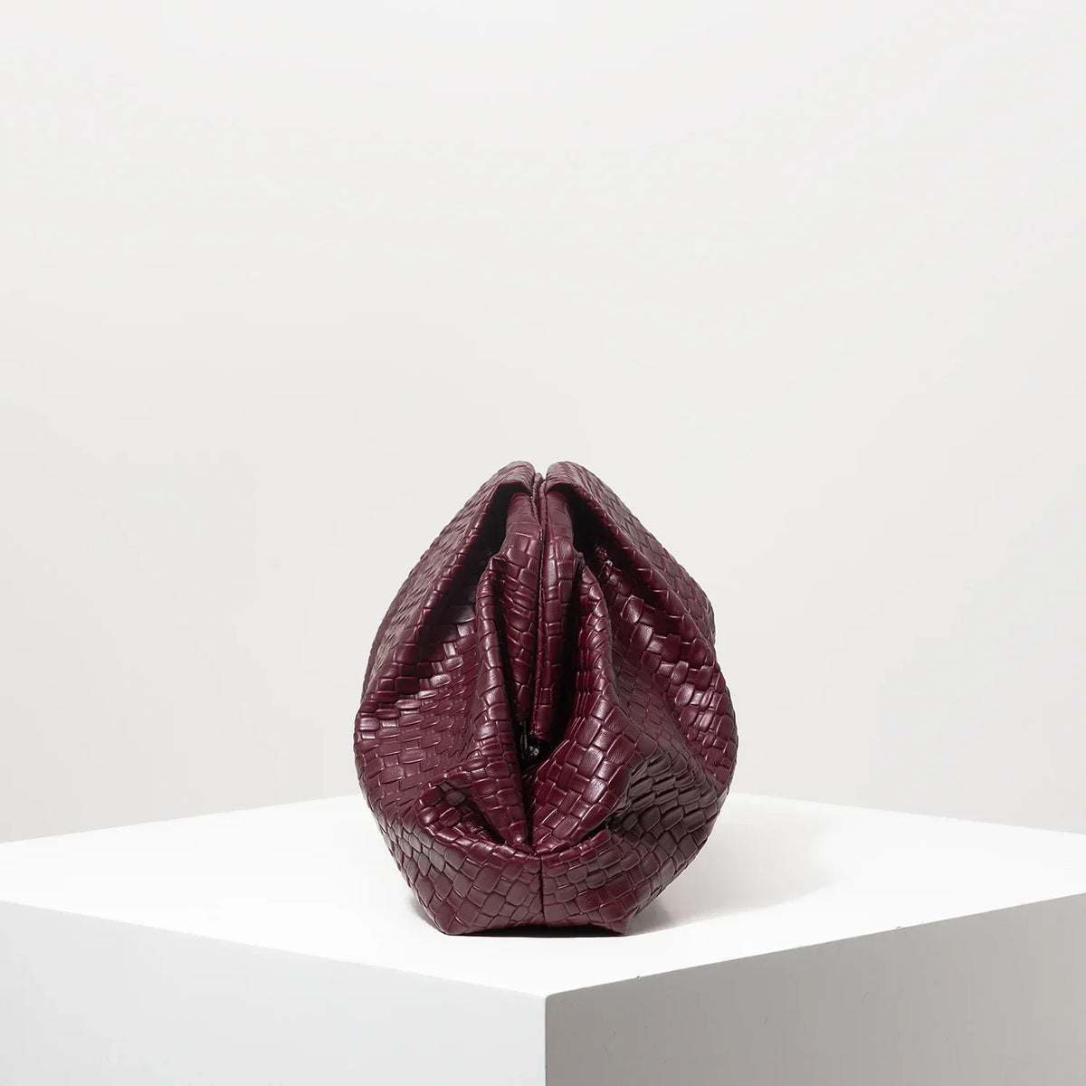 Burgundy Woven Clutch Bag