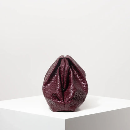 Burgundy Woven Clutch Bag