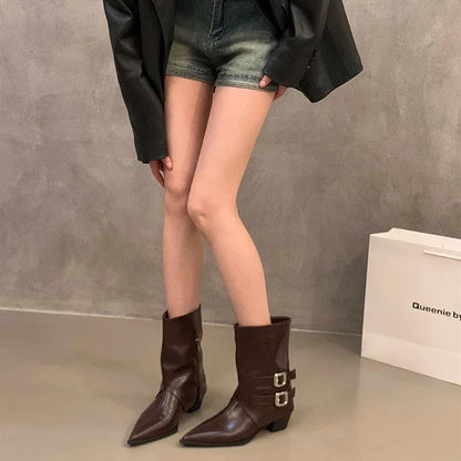 Ludi Buckled Leather Ankle Boot