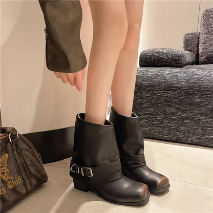 Mimmi Square-Toe Leather Boots