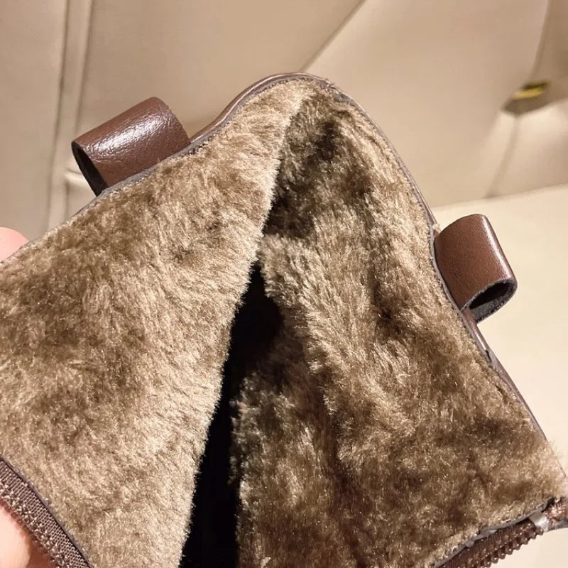 Leather Ankle Boot with Faux Fur Lining