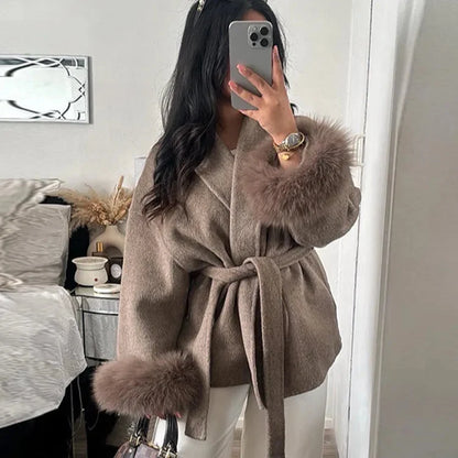Lapi - Coat with Faux Fur Trim
