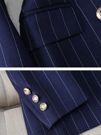 Blue Pinstripe Blazer Suit