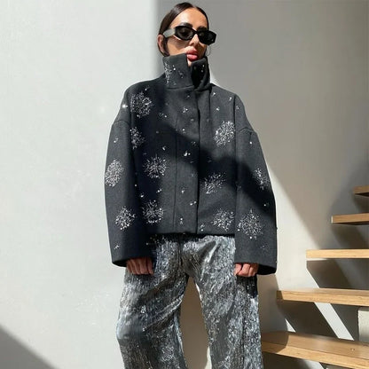 Embroidered Wool-Blend Coat