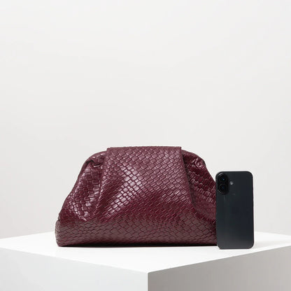 Burgundy Woven Clutch Bag
