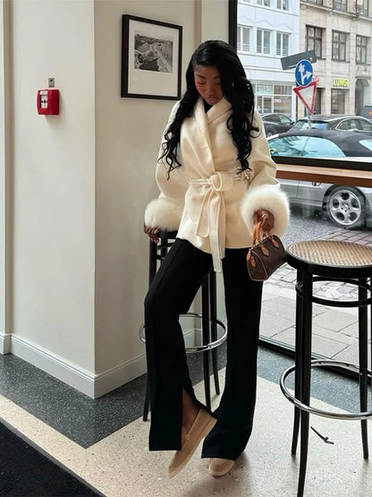 Lapi - Coat with Faux Fur Trim