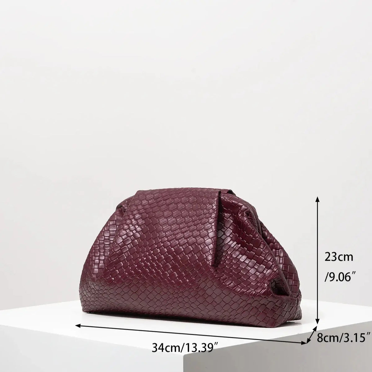 Burgundy Woven Clutch Bag