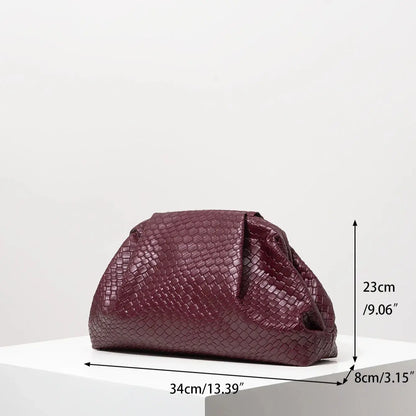 Burgundy Woven Clutch Bag