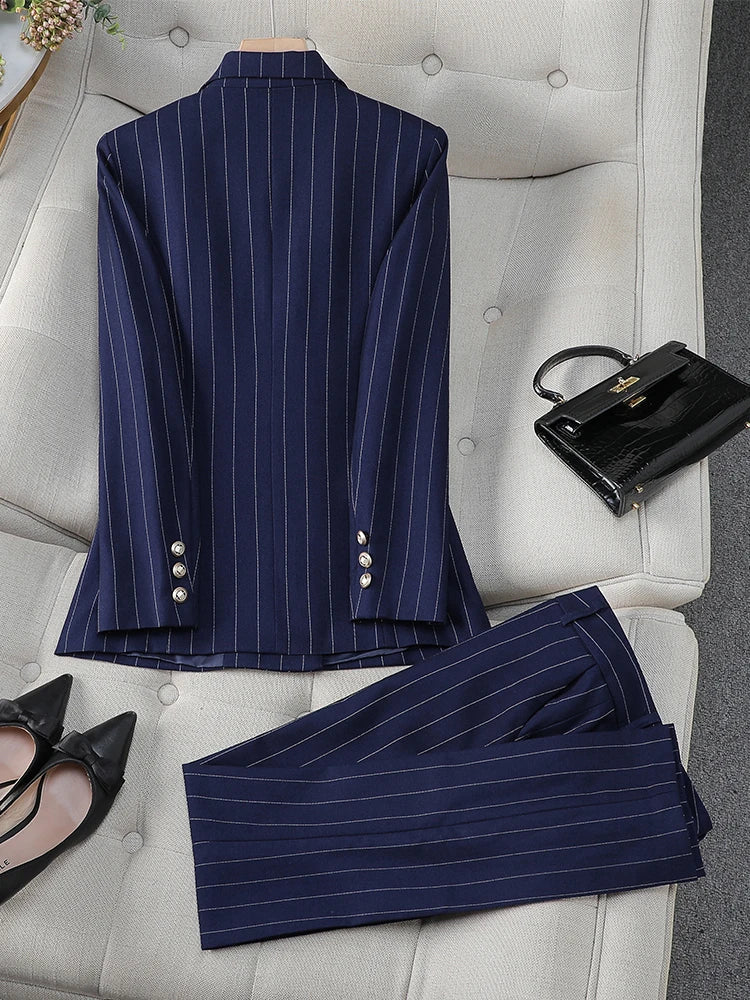 Blue Pinstripe Blazer Suit