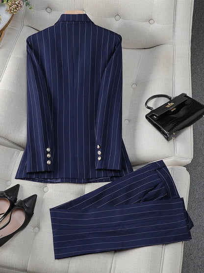 Blue Pinstripe Blazer Suit