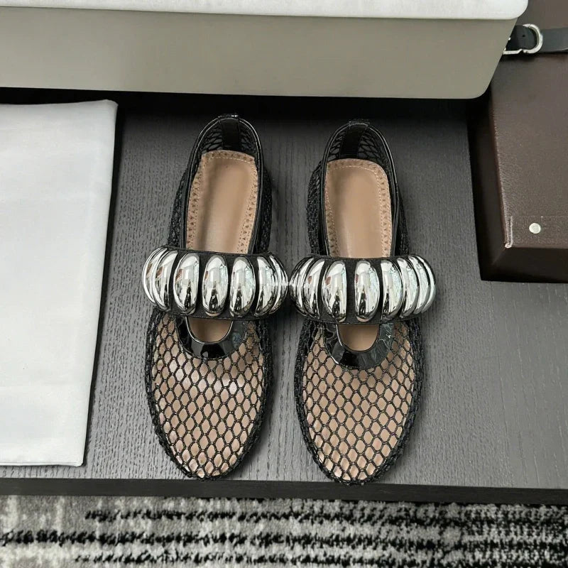 Rose Cross-Strap Ballet Flats