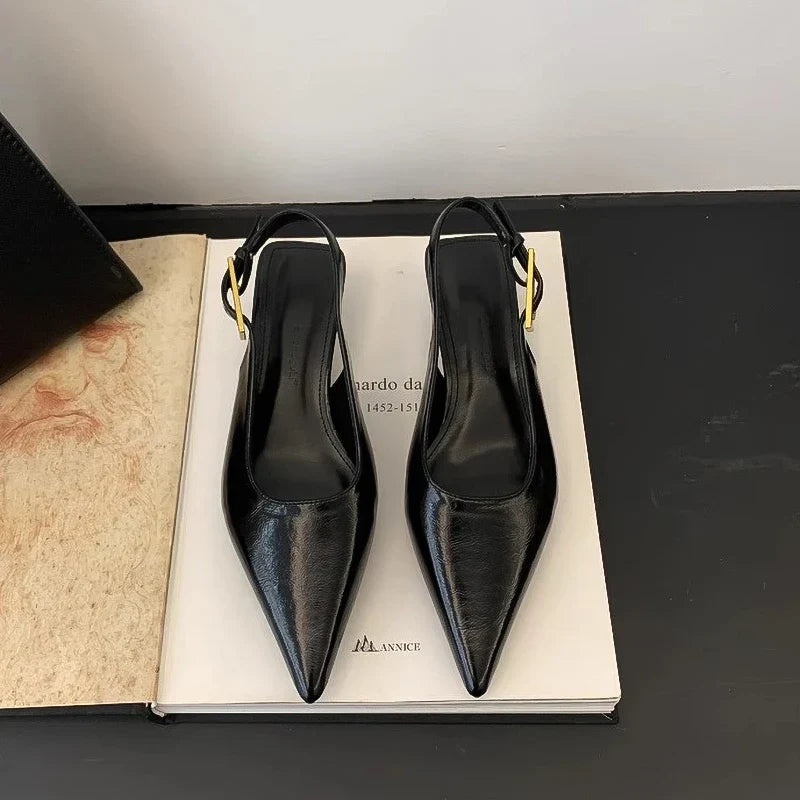 Pointed-Toe Low Heel Sandals