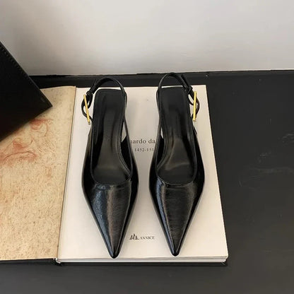 Pointed-Toe Low Heel Sandals
