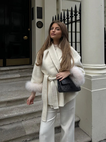 Lapi - Coat with Faux Fur Trim
