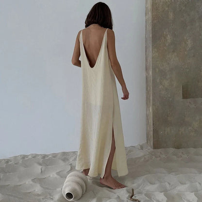 Sara V-Neck Nightgown Maxi Dress