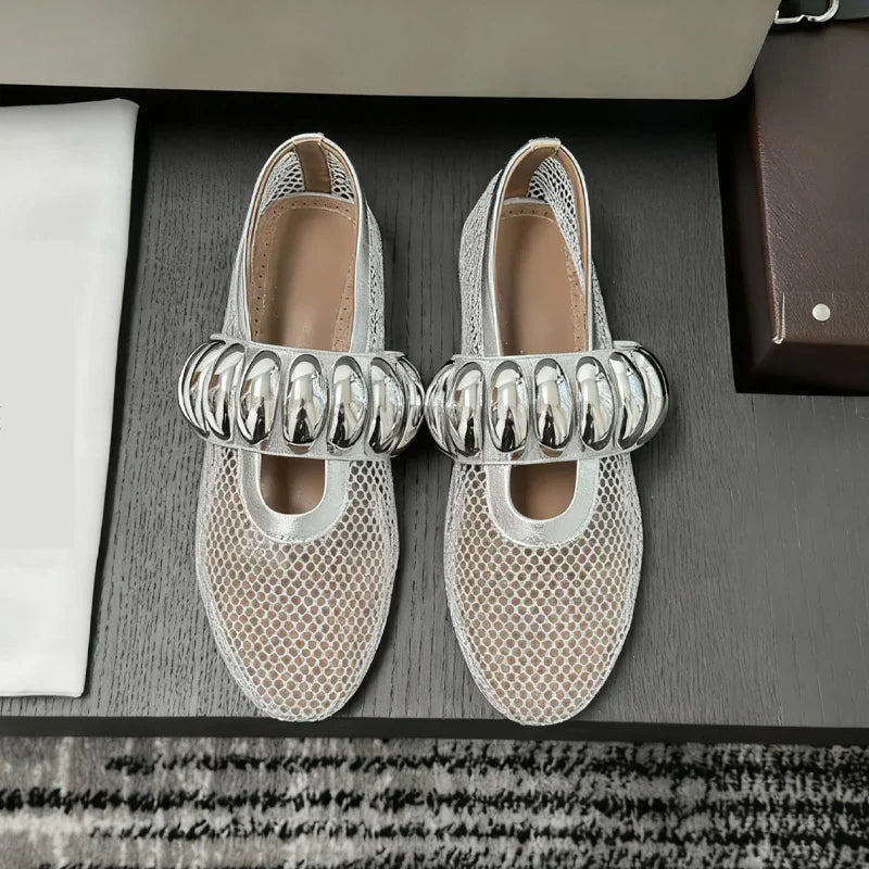 Rose Cross-Strap Ballet Flats