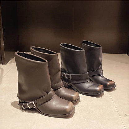 Mimmi Square-Toe Leather Boots