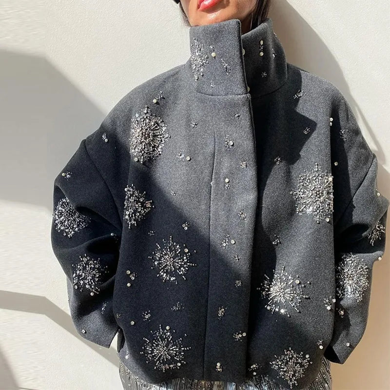 Embroidered Wool-Blend Coat