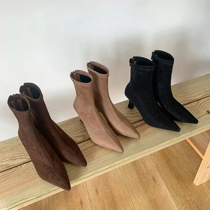Valy Suede Pointed-Toe Boots with Stiletto Heel
