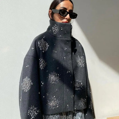 Embroidered Wool-Blend Coat